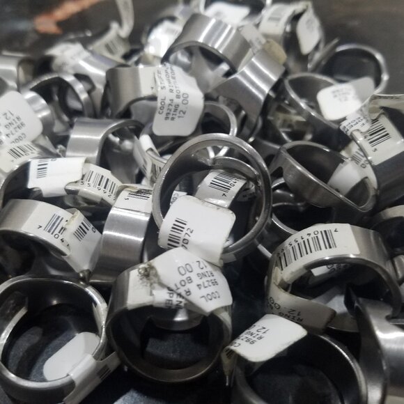 100 RINGS Resale Bundle mixed stone glass hematite stainless enamel mix sizes - Picture 14 of 14